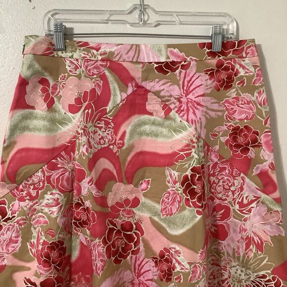Express Red Floral Vintage Y2K Tropical Beachy Vacation Boho Pleated Skirt 10 - Picture 5 of 10